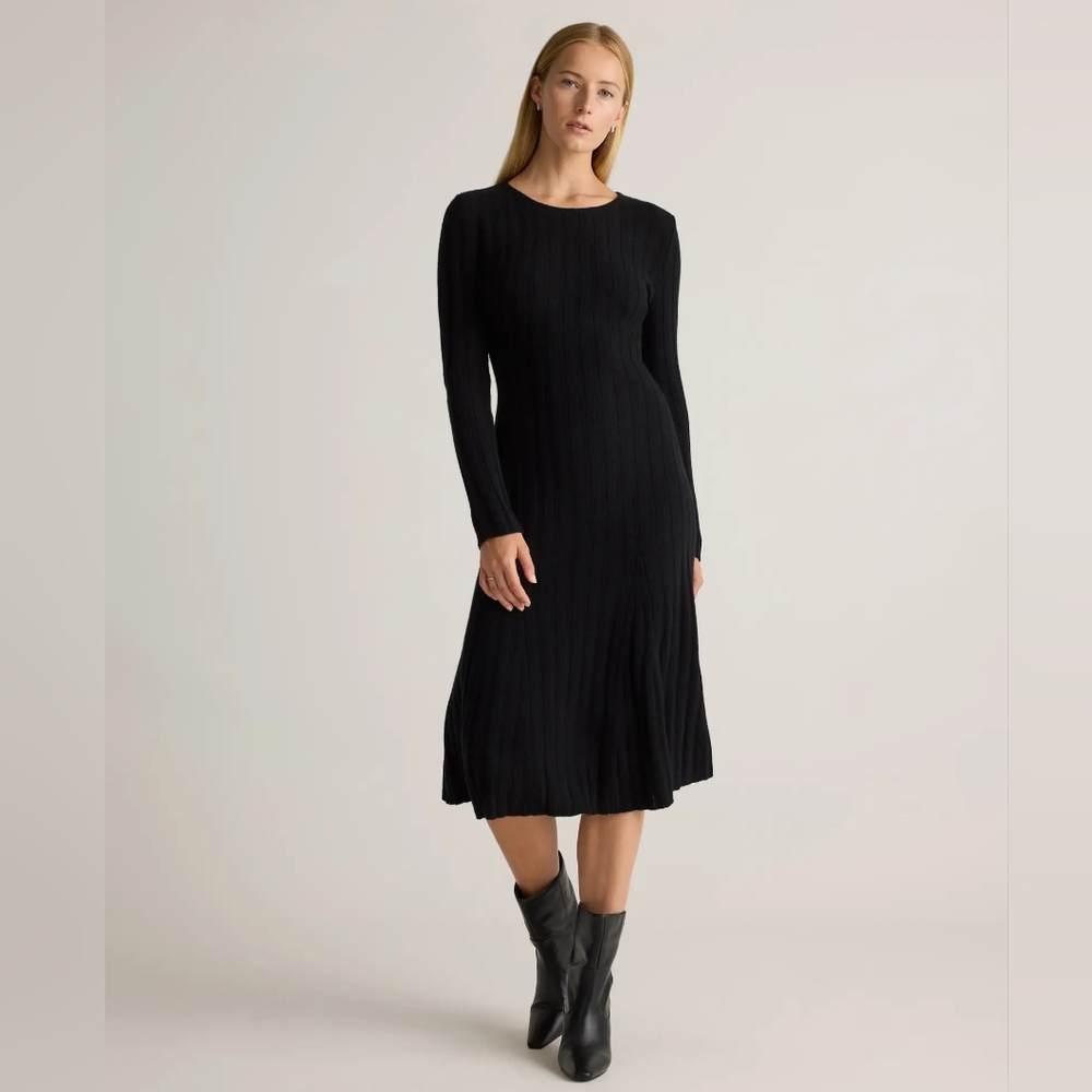 Quince Midi Black Cashmere Dress